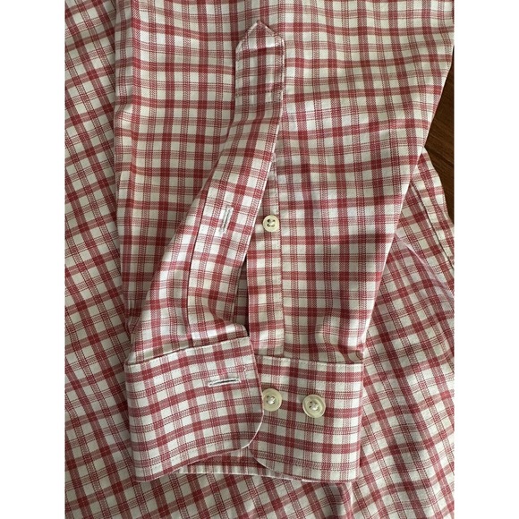 Brooks Brothers 346 Men Size LR Red White Check Regular Fit Long Sleeve Shirt - Picture 8 of 11